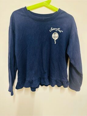 H&M Navy Ruffle Hem long sleeve top